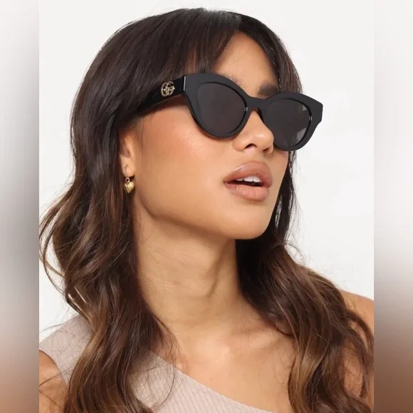Gucci 💅✨ Black Designer GG Cat Eye Sunglasses Italy GG0957S 003 52-19-145 NEW - Picture 2 of 12